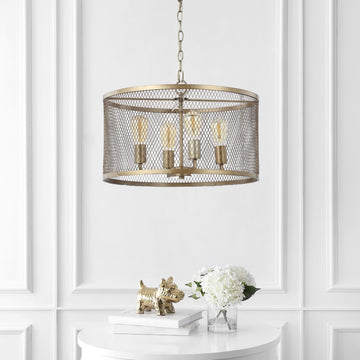 Pen 20" Iron Adjustable Industrial Mesh LED Pendant - JONATHAN Y